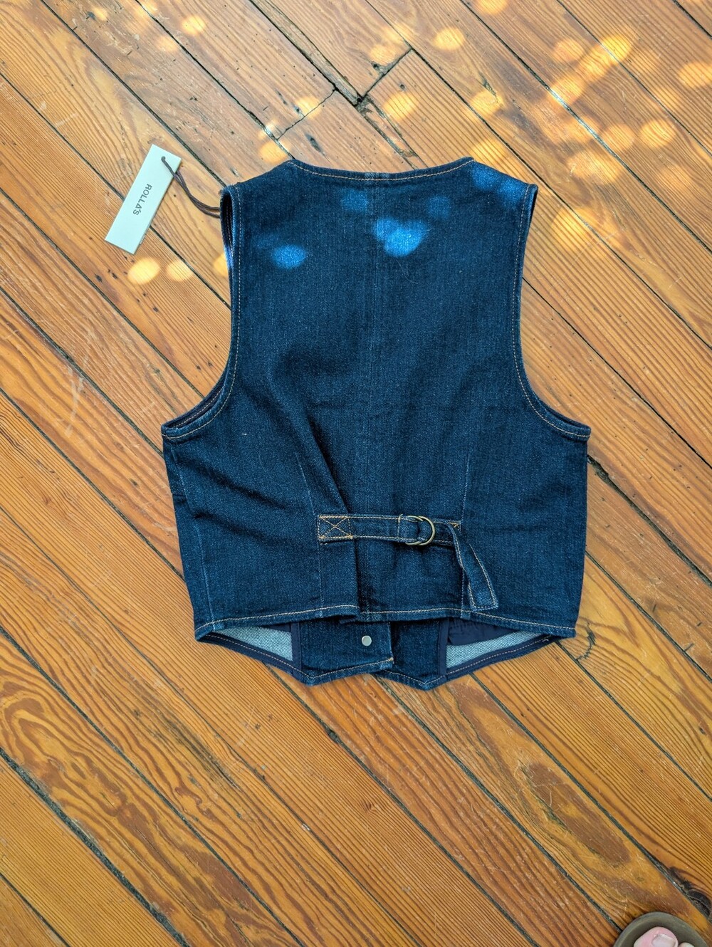 NWT Rolla's Dallas Dark Organic Denim Cropped Vest Top S western Boho - Picture 3 of 8